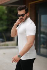 Erkek Yakalı Waffle Dokulu Kısa Kollu Tişört - Görsel 2