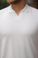 Erkek Yakalı Waffle Dokulu Kısa Kollu Tişört - Görsel 3