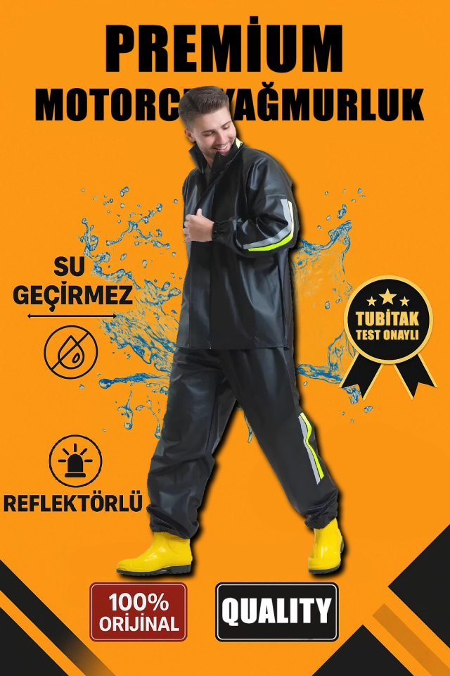 33ece192e9ee26d1d12d5cdb6bda57a8_30951-0.png Premium Motorcu Kurye Yağmurluk Takım Su Geçirmez PVC Kumaş Reflektörlü TÜBİTAK Onaylı - Görsel 1