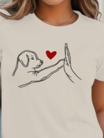 Kadın Kısa Kollu Bisiklet Yaka Köpek Baskılı Viskon Bluz - Görsel 2