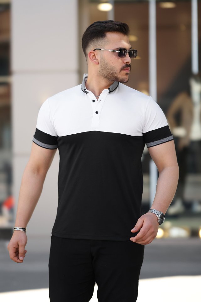 33ece192e9ee26d1d12d5cdb6bda57a8_31671-0.jpg Erkek Yakalı çift Renk Kısa Kollu T-shirt - Görsel 1