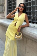 Yelekli Ve Pilise Etekli Triko Takım 10001 - Görsel 2