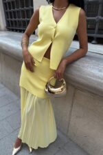 Yelekli Ve Pilise Etekli Triko Takım 10001 - Görsel 3