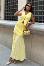 Yelekli Ve Pilise Etekli Triko Takım 10001 - Görsel 8