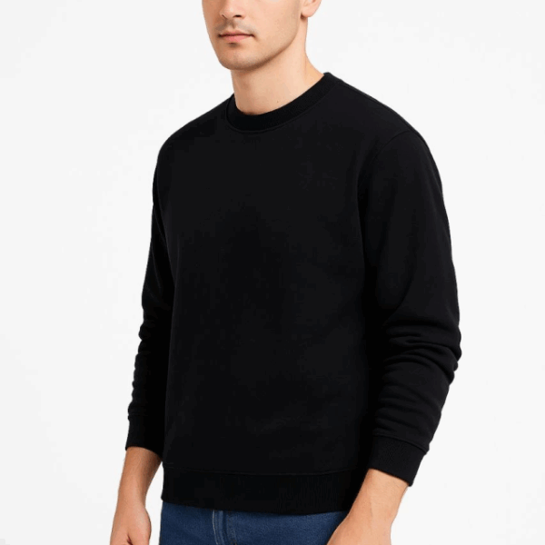 Erkek Üç İplik Düz Bisiklet Yaka SweatShirt