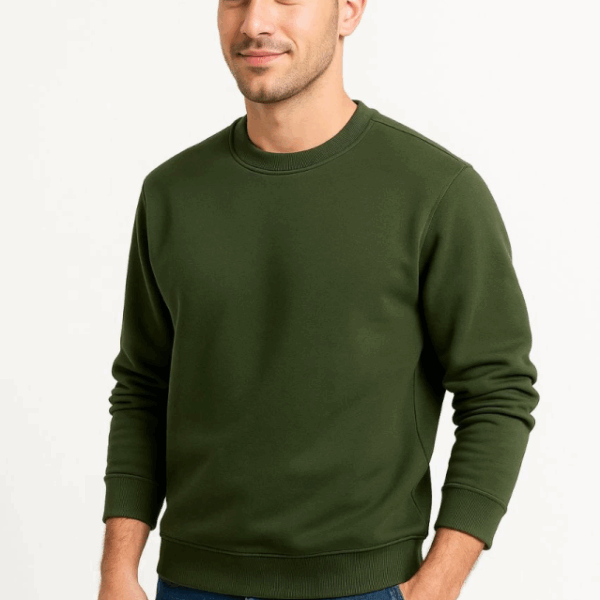 Erkek Üç İplik Düz Bisiklet Yaka SweatShirt