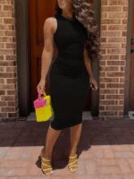 Kadın Bodycon Midi Boy Dalgıç Elbise - Görsel 2