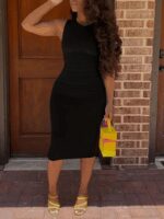 Kadın Bodycon Midi Boy Dalgıç Elbise - Görsel 3