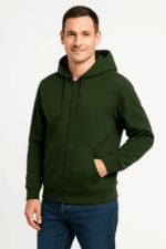 Erkek Üç İplik Kapüşonlu Tam Fermuarlı Kanguru Çepli SweatShirt Hoodie