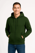Erkek Üç İplik Kapüşonlu Tam Fermuarlı Kanguru Çepli SweatShirt Hoodie - Görsel 3