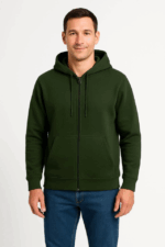 Erkek Üç İplik Kapüşonlu Tam Fermuarlı Kanguru Çepli SweatShirt Hoodie - Görsel 4