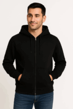 Erkek Üç İplik Kapüşonlu Tam Fermuarlı Kanguru Çepli SweatShirt Hoodie - Görsel 2