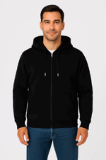 Erkek Üç İplik Kapüşonlu Tam Fermuarlı Kanguru Çepli SweatShirt Hoodie - Görsel 4