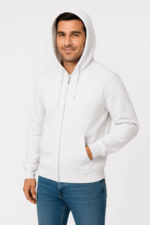 Erkek Üç İplik Kapüşonlu Tam Fermuarlı Kanguru Çepli SweatShirt Hoodie - Görsel 3
