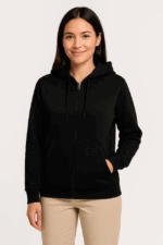 Üç İplik Kapüşonlu Tam Fermuarlı Kanguru Çepli SweatShirt Hoodie - Görsel 2