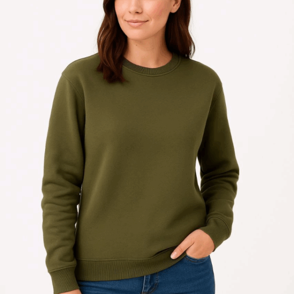 Üç İplik Düz Bisiklet Yaka SweatShirt