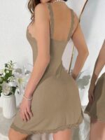 Kadın Askılı V Yaka Dantel Detay Fitilli Kaşkorse Gecelik - Görsel 3