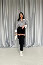 Siyah Askılı İki Parça Jeans Pantolon - Görsel 2