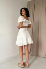 Ekru Brode Crop Ve Mini Etek Takım - Görsel 3