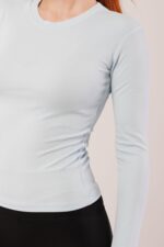 Uzun Kollu Basic Bebe Mavisi Bluz - Görsel 4