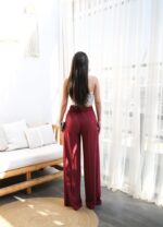 Keten Önü Çapraz Parçali Lasti̇kli̇ Ve Bağcikli Geni̇ş Paça Pantolon - Görsel 2