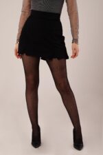 Yırtmaç Detaylı Siyah Mini Etek - Görsel 4