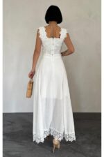 Beyaz Güpürlü Crop Ve Etek Takım - Görsel 3