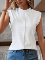 Kadın Kısa Reglan Kollu Yarı Balıkçı Yaka Ithal Krep Bluz - Görsel 2