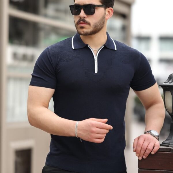 Erkek Polo Yaka Yarım Fermuar Tişört
