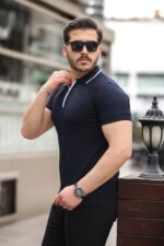 Erkek Polo Yaka Yarım Fermuar Tişört - Görsel 2