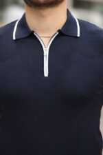 Erkek Polo Yaka Yarım Fermuar Tişört - Görsel 3