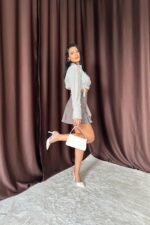 Füme Düğme Detaylı Pileli Etek - Görsel 3