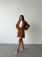 DÜĞME DETAYLI ETEK - CROP CEKET TAKIM - Görsel 3