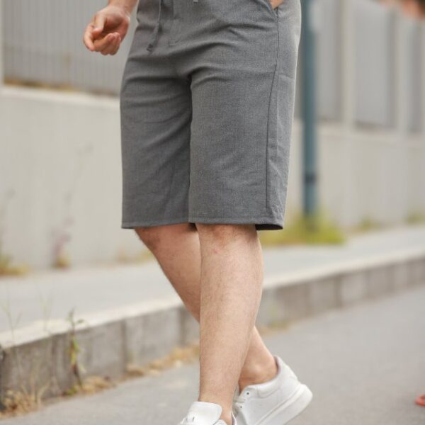 Erkek Beli Bağcıklı Ve Düğmeli Bezayağı Kumaş şort