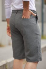 Erkek Beli Bağcıklı Ve Düğmeli Bezayağı Kumaş şort - Görsel 3