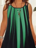 Kadın Askılı Yuvarlak Yaka Asimetrik Detaylı Desenli Süprem Elbise - Görsel 2