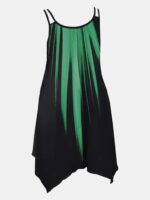 Kadın Askılı Yuvarlak Yaka Asimetrik Detaylı Desenli Süprem Elbise - Görsel 5