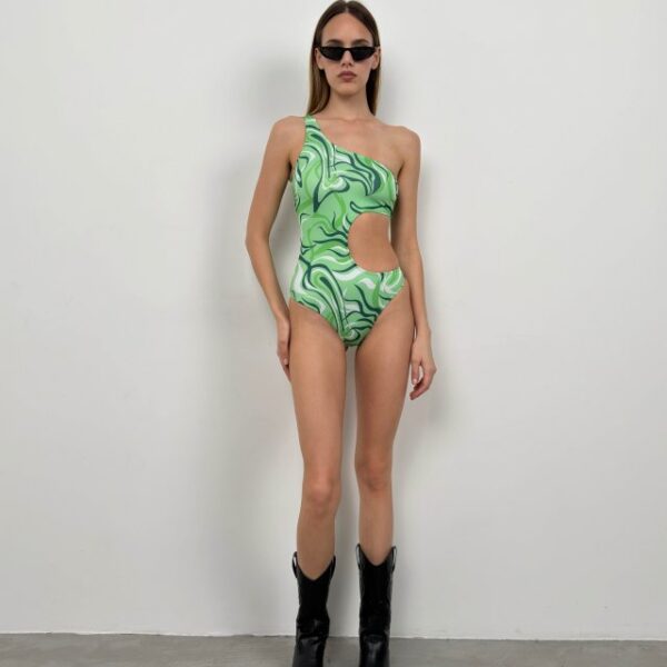 Tek Omuz Desenli Mayokini