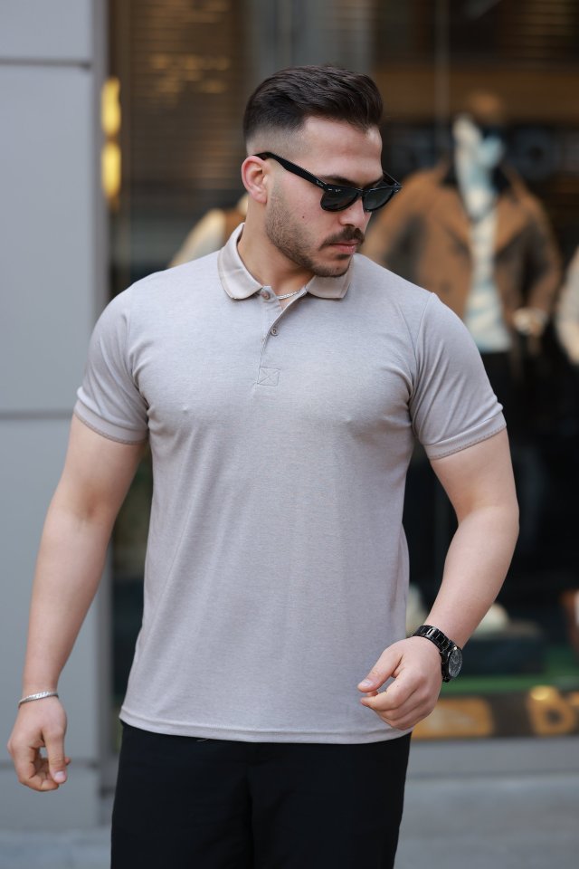 33ece192e9ee26d1d12d5cdb6bda57a8_37911-0.jpg Erkek Yakalı Kagi Kumaş Kısa Kollu T-shirt - Görsel 1