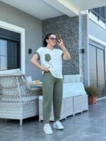 Kadın Kristal Kumaş Garnili Cep Detaylı Ikili Takım - Görsel 4