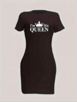 Kadın Kısa Kollu Queen Baskı Iki Iplik Mini Elbise - Görsel 2