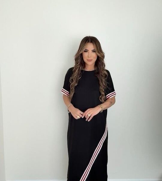 Kadın Kol Ve Etek şerit Detaylı Midi Boy Elbise