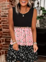 Kadın Askılı Yuvarlak Yaka çiçek Baskılı Salaş Süprem Elbise