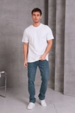 Erkek Relax Fit Bisiklet Yaka %100 Pamuk Rahat Kesim Basic Tişört - Görsel 3