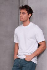 Erkek Relax Fit Bisiklet Yaka %100 Pamuk Rahat Kesim Basic Tişört - Görsel 5