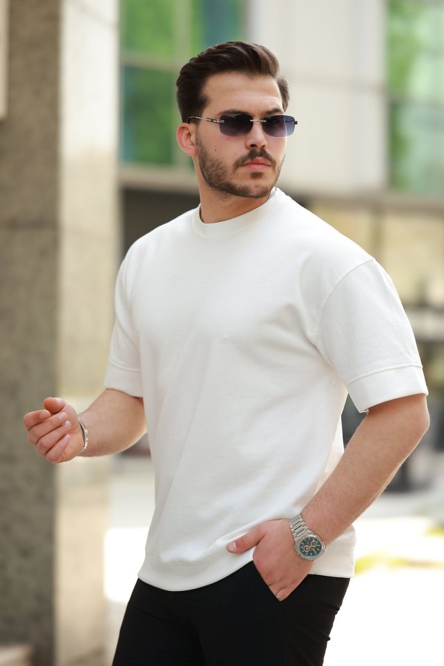 33ece192e9ee26d1d12d5cdb6bda57a8_38529-0.jpg Erkek Basic Oversize Double Face Kumaş Kısa Kollu Tshirt - Görsel 1