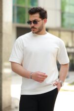 Erkek Basic Oversize Double Face Kumaş Kısa Kollu Tshirt - Görsel 2
