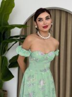 ŞİFON KUMAŞ DİJİTAL DESEN BASKILI ELBİSE - Görsel 6