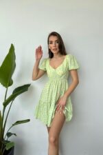 Yeşil Sırt Dekolteli Elbise - Görsel 3
