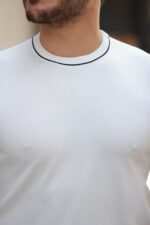 Erkek Bisiklet Yaka Ribanalı Kısa Kollu Tshirt - Görsel 3